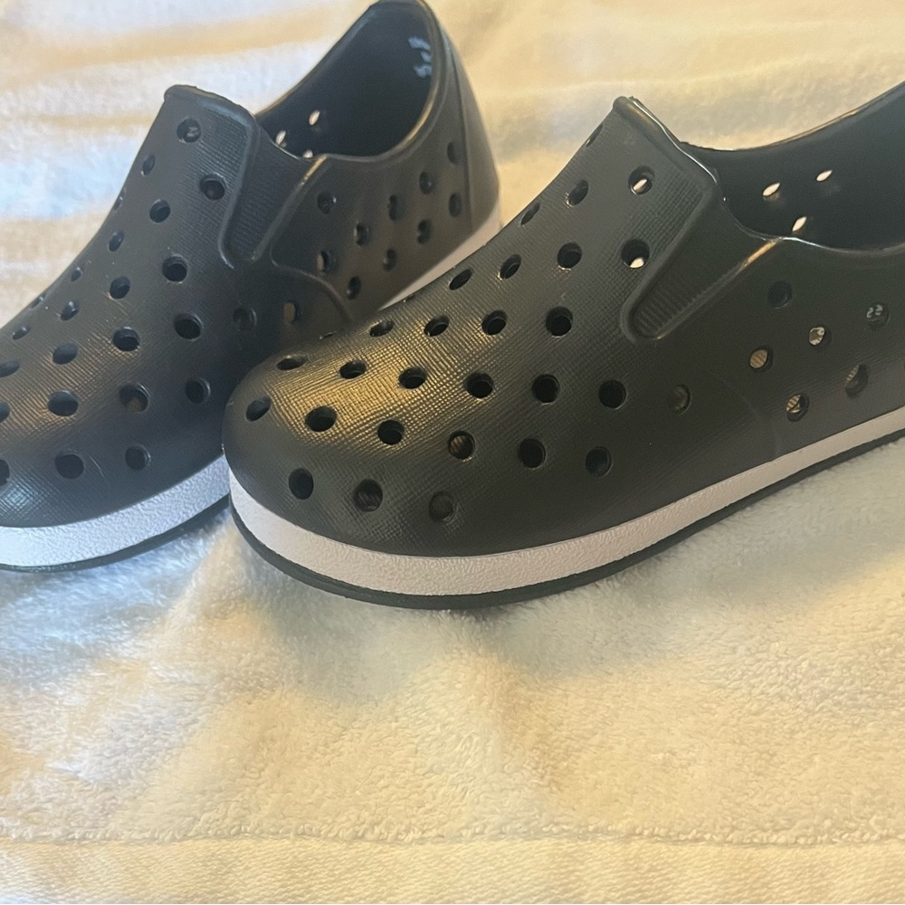 Cat & Jack Black Perforated Slip-On Water Shoes with White Trim